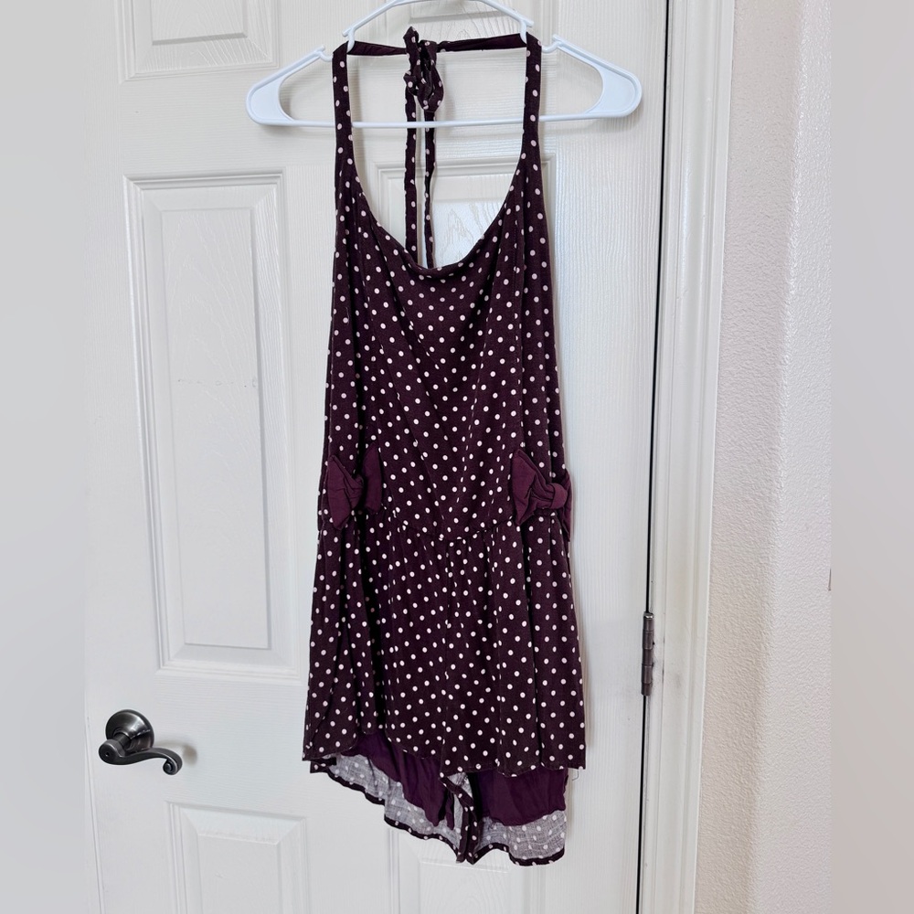 Free People Polka Dot Halter top mini skirt with now Romper